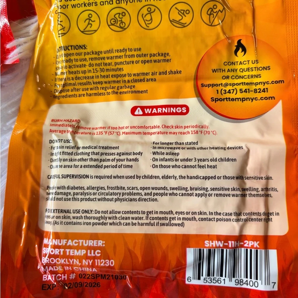 NWT Hand Warmers - Orange 12 packages brand new